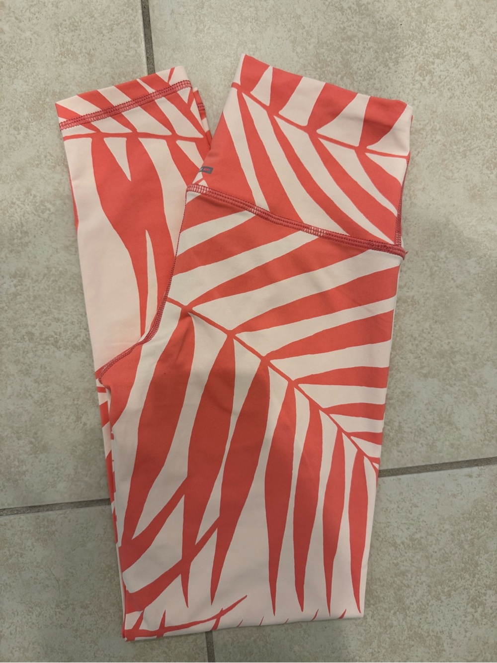 Aerie Coral Palm Leaf Print Leggings